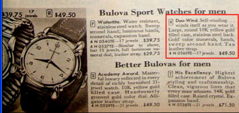 1950 Bulova Duo Wind