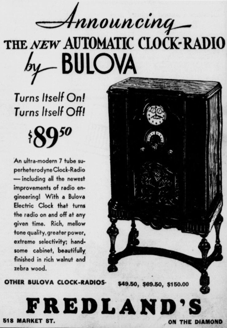 1931 Bulova automatic clock radio