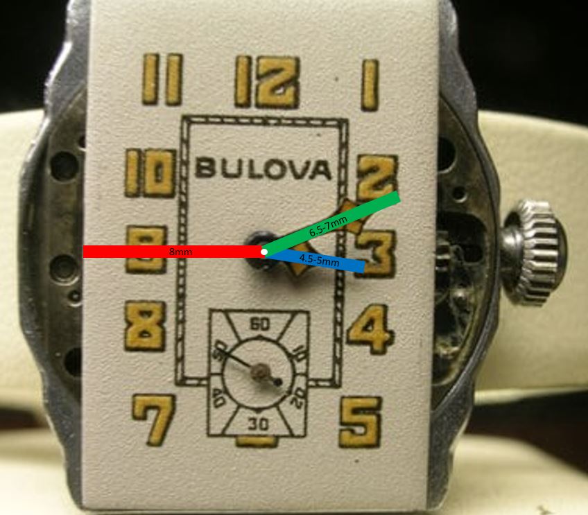 1931 Bulova Lone Eagle radium hands length
