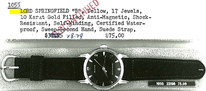 1956 Discontinued Bulova Lord Springfield "B"
