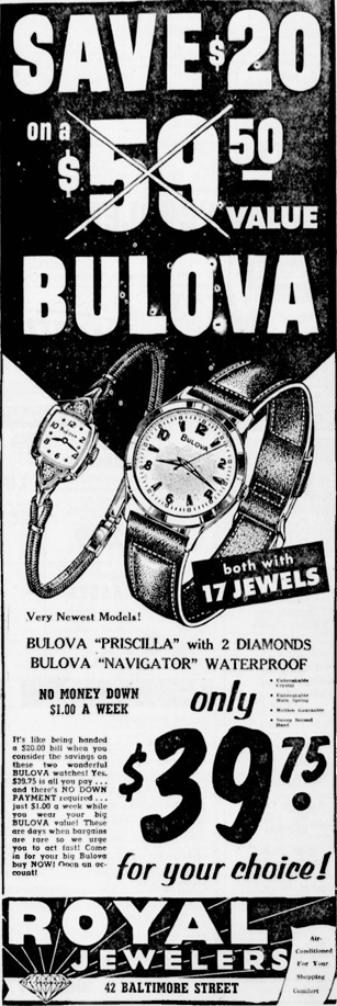 1957 Bulova Navigator advert variant