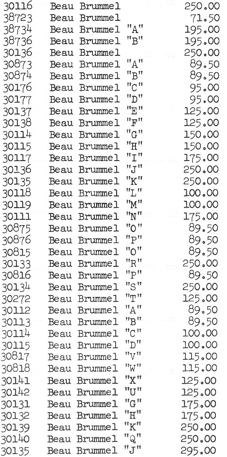 1958 Bulova Beau Brummel price list