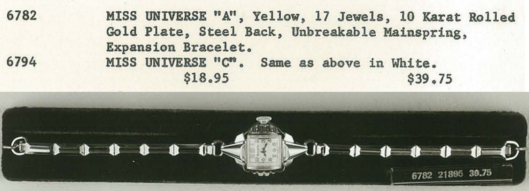 1958-59 Bulova Miss Universe "A" & "C"
