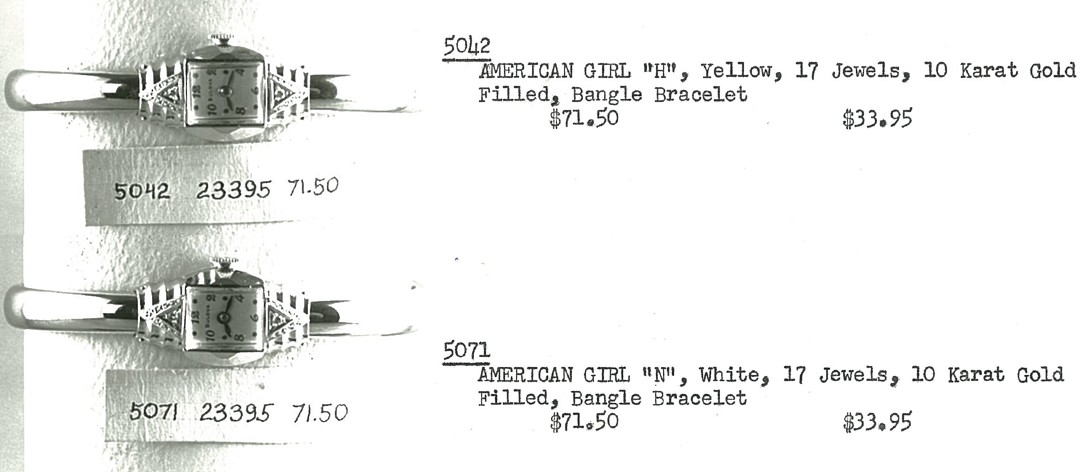 1953 Bulova American Girl "H" & "N"