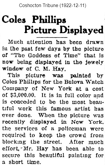 Coles Phillips and the Bulova 'The Goddess of Time' painting