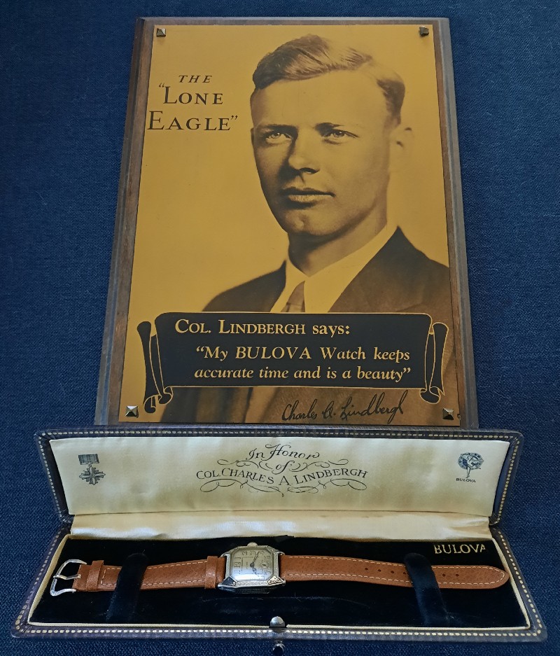 1927 Bulova Lone Eagle - Charles A Lindbergh sign