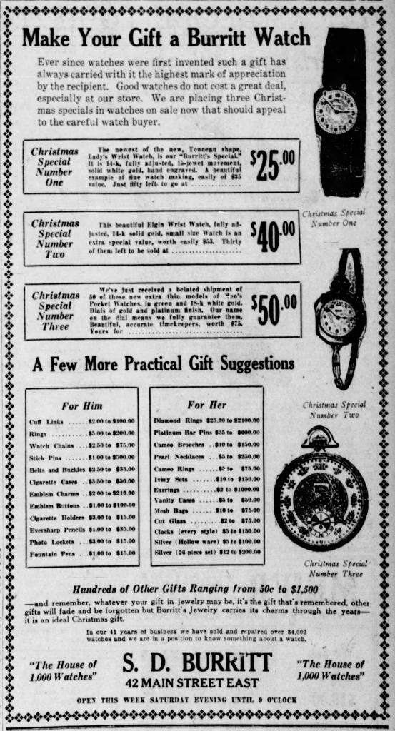 1921 S D Burritt ad