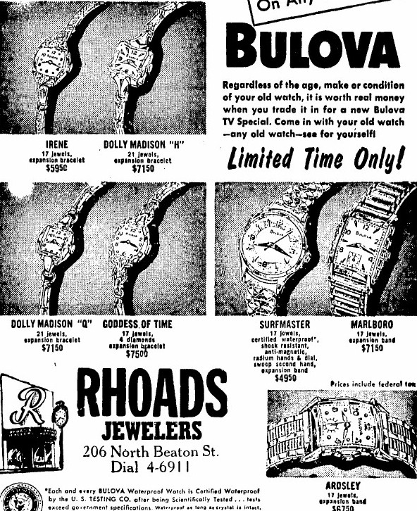 1955 Bulova Dolly Madison "H"