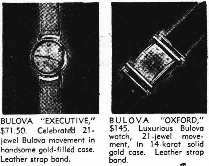 1948 Bulova Executive and Oxford ad