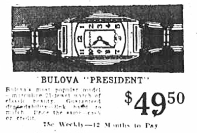 1935 Bulova President Advert