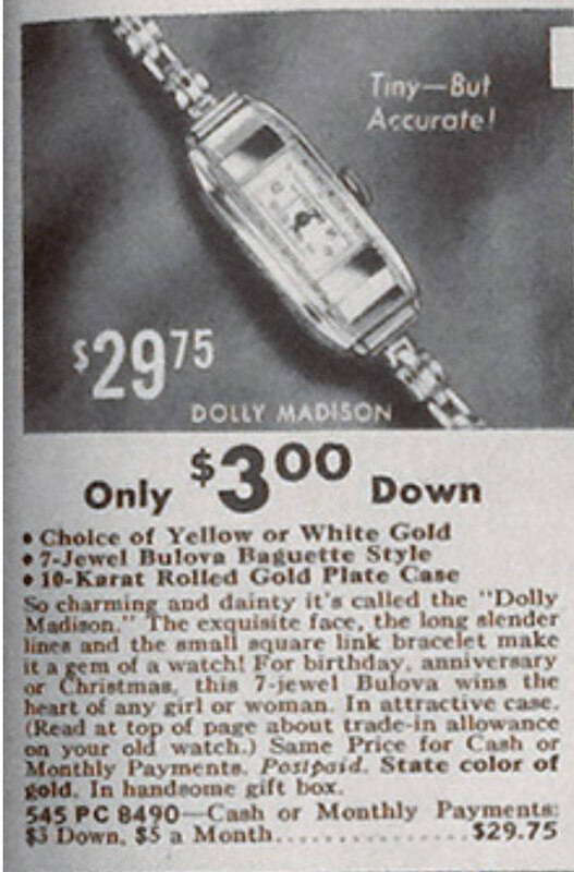 1935 Bulova Dolly Madison ad from 1937