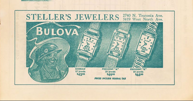 Bulova President watch 1943 score card