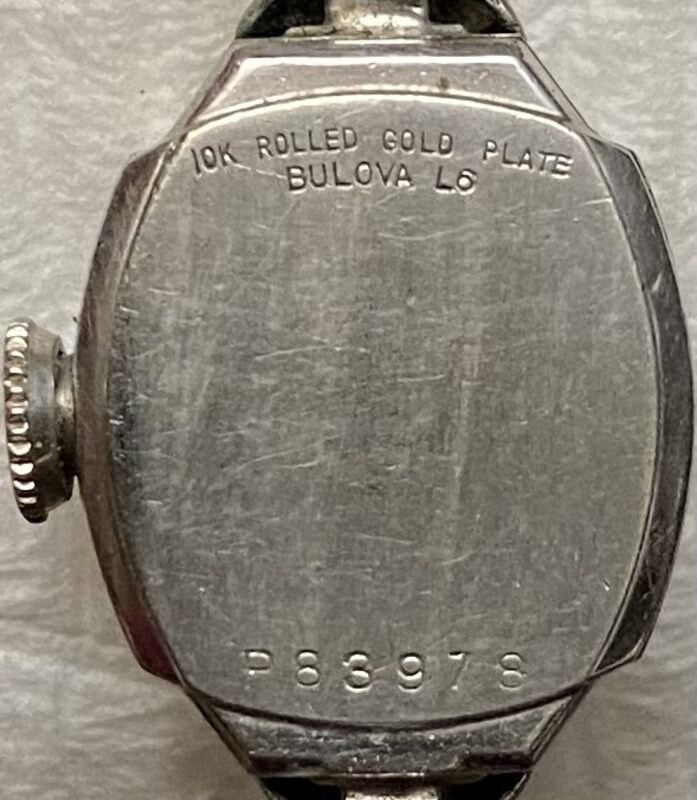 1956 Bulova La Petite "F" case back SN P83978