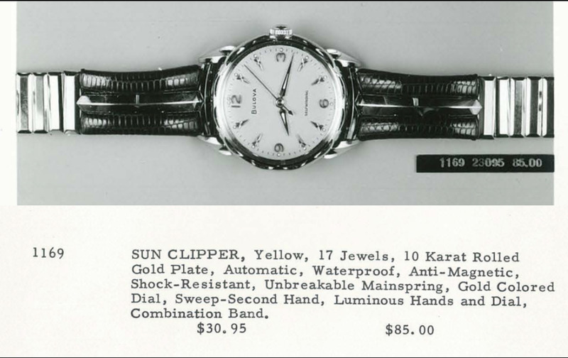 1959 Bulova Sun Clipper line book entry