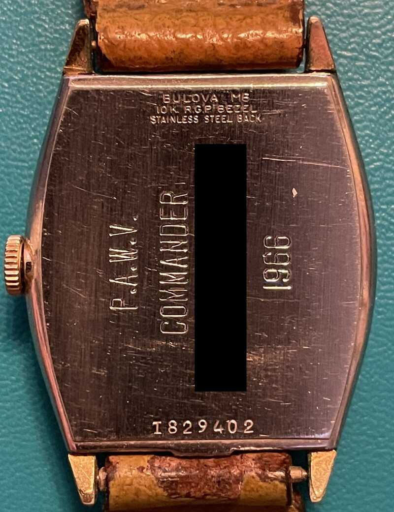 Bulova 1966 watch back