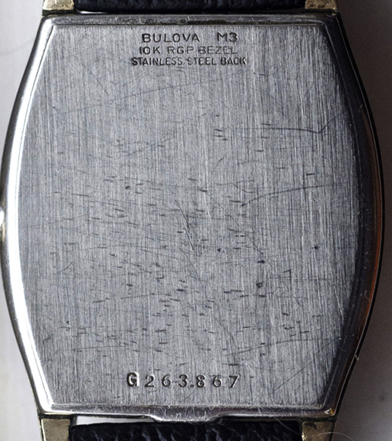 back Bulova M3 	10K RGP BEZEL STAINLESS STEEL BACK G263867