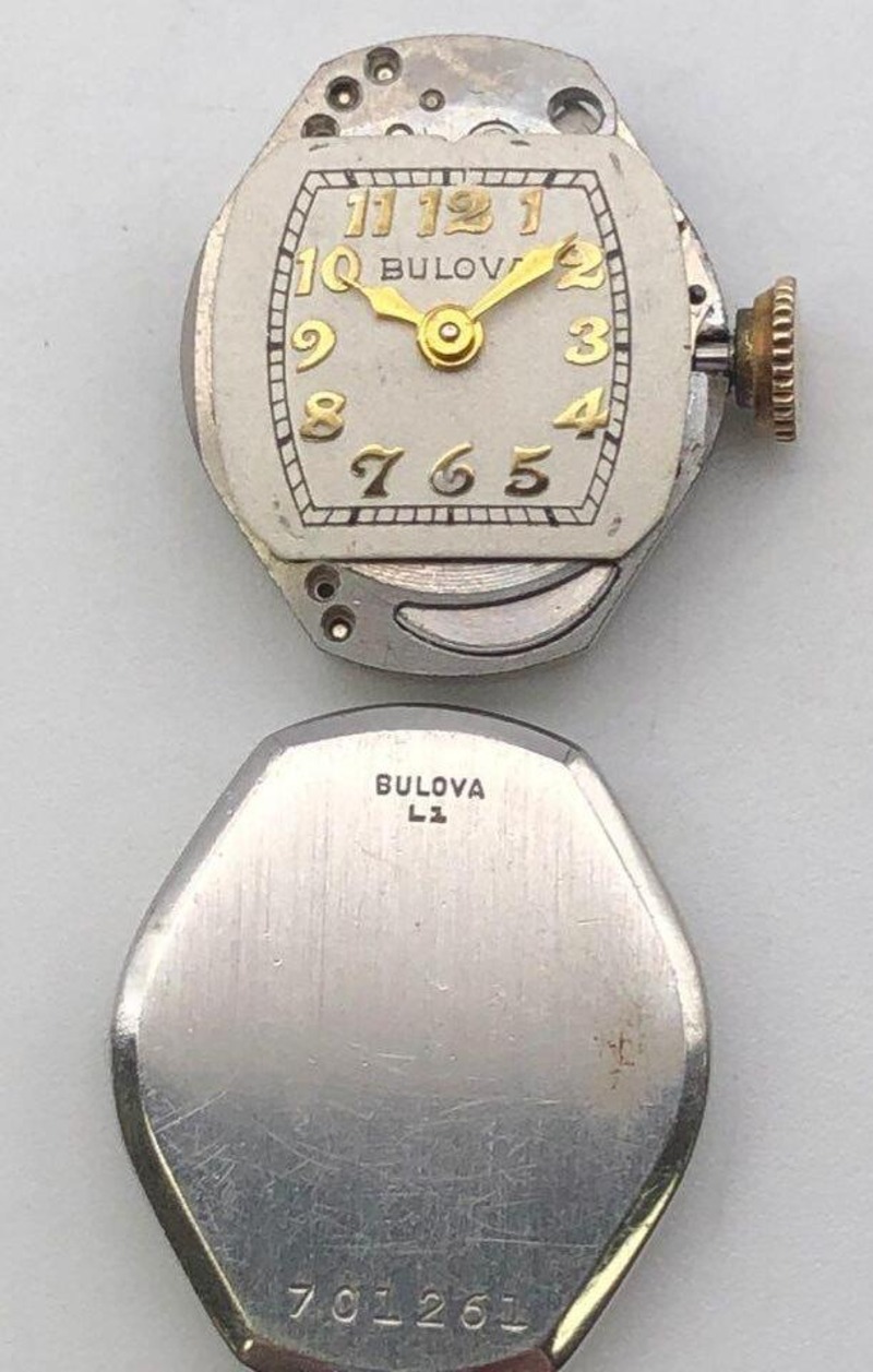 Uncased movement with dial and caseback