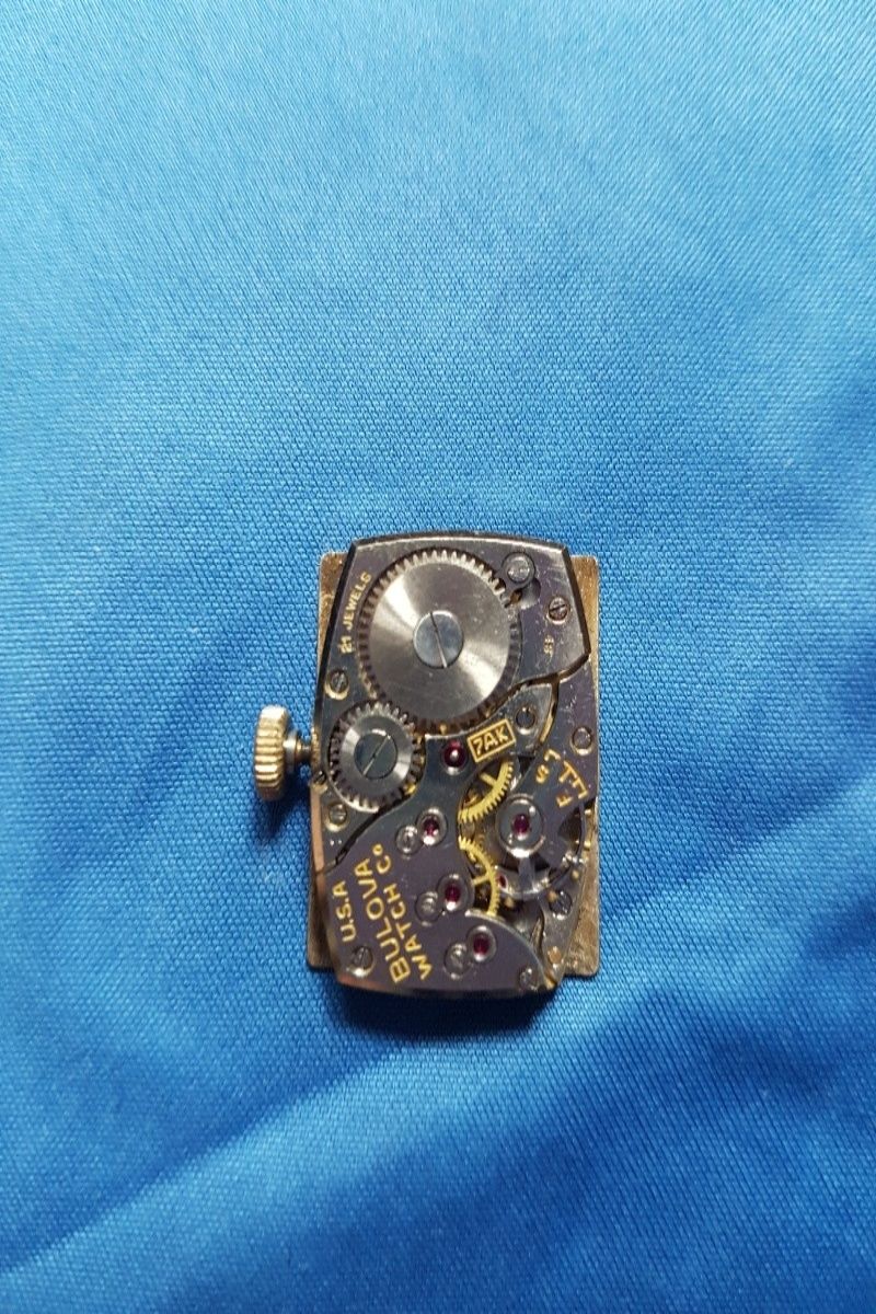 Back of Movement,showing USA Bulova Watch Co. 21 Jewels 7AK 48