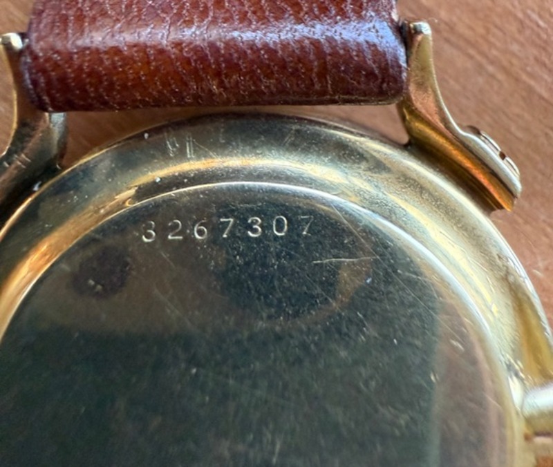Shows case number.  I did not attempt to open the case.  The watch is fully operations and keeps accurate time.