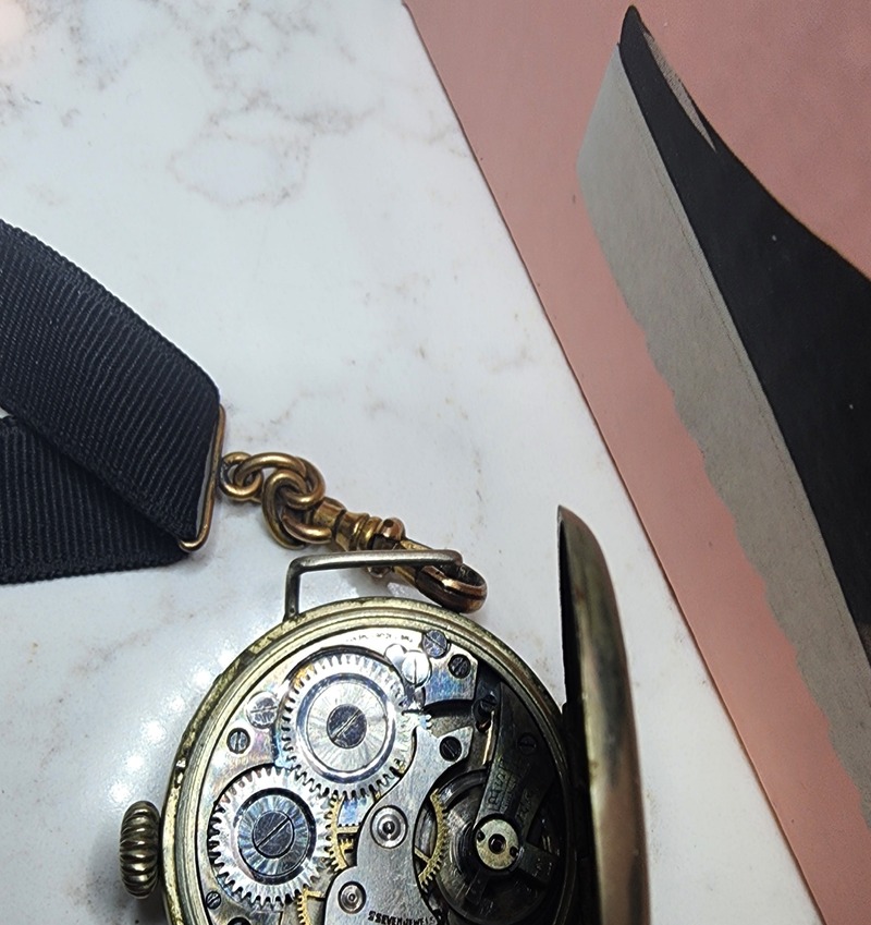 Inside of watch with writing