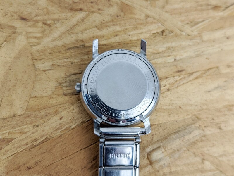 Caseback, showing case serial number from 1965