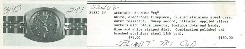 72 Accutron Calendar CQ