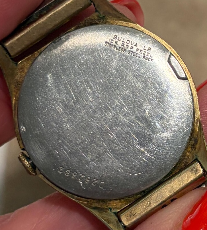 back of the bulova 1958 11AK wristwatch (possibly from the senator line?)